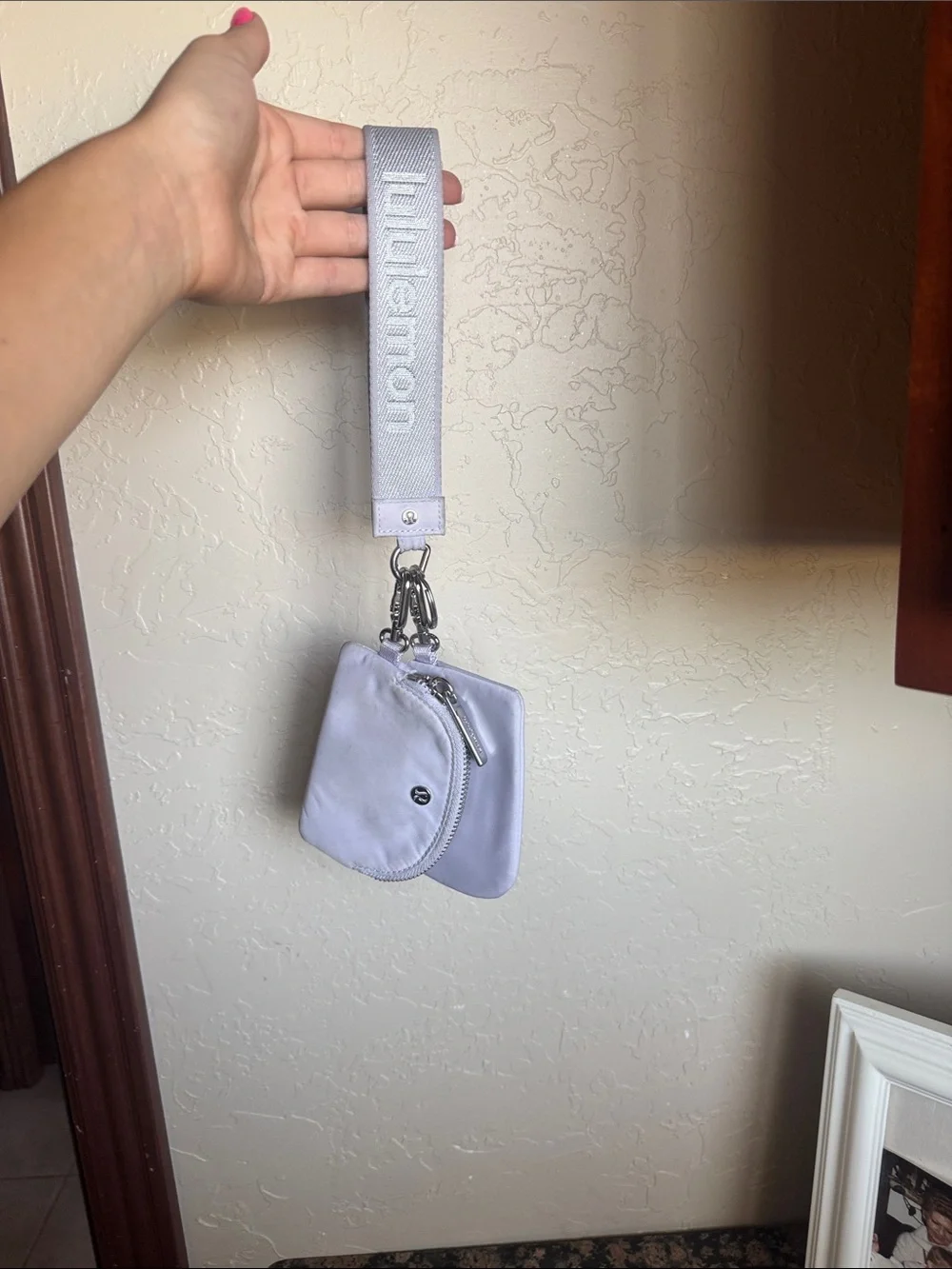 lululemon silver-lilac wristlet with dual pouches